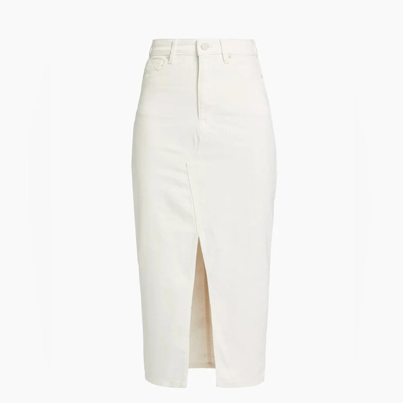 Good American Slit-Front Denim Midi-Skirt White/Ivory Size 10/30 - Picture 1 of 8